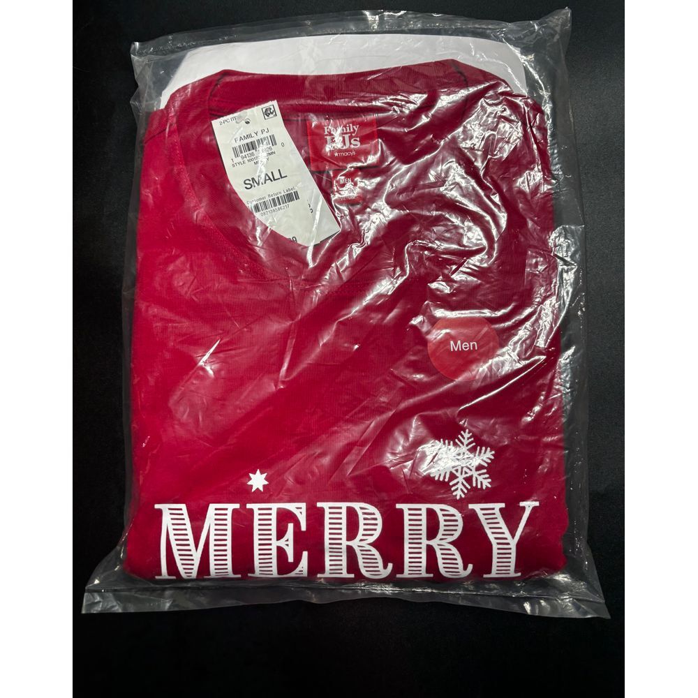 Family‎ NWT Men's PJs Merry Christmas 2-Piece Pajama Set Red/White Size Small